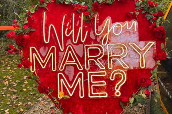 Marry Me Sign on Easel -
