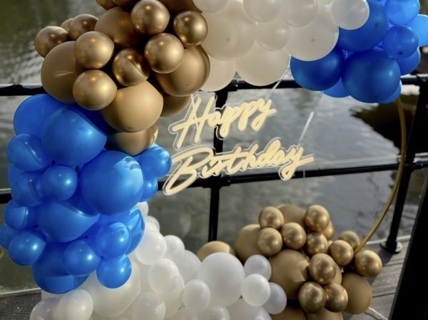 Smaller Happy Birthday Hoop with Neon Sign