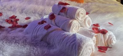 Rose Petals on Fresh Towels